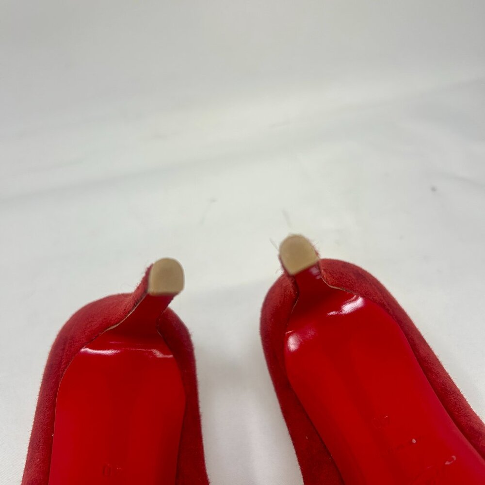 CHRISTIAN LOUBOUTIN Red Suede Pumps - Picture 5 of 10